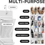 Simple Houseware 24 Pockets Large Clear Pockets Over The Door Hanging Shoe Organizer, White (56" x 22.5")