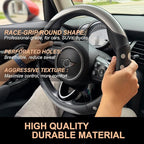 PINCTROT Race Grip Steering Wheel Cover, Anti Slip Silicone Perforated Design with Soft Touch Padding, Enhanced Grip for Sporty Driving, Universal 14.5-15 Inch (Racing Silver)