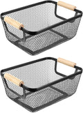 AJIODA 2 Pack Metal Mesh Steel Basket, Small Wire Storage Organizer Basket Multi-function Hanging Kitchen Basket Fruit Basket