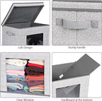 Univivi Foldable Fabric Storage Boxes Large Storage Bins with Lids [4-Pack] Collapsible Storage Cube Organizer, Closet & Bedr