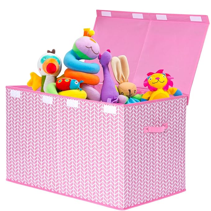 Mayniu Extra Large Toy Box Chest with Dividers, 120L Sturdy Toy Storage Organizer Bin Boxes Basket for Kids, Boys, Girls, Liv