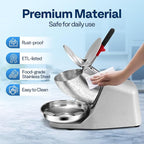 VIVOHOME Electric Ice Crusher Shaver Dual Blades Snow Cone Maker Machine Silver 173lbs/hr with Ice Pick for Home and Commercial Use