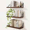 Shelves for Wall, Floating Bookshelves with Brackets, 16 inch Floating Shelves Set of 3, Wall Shelf for Kitchen, Bathroom, Be