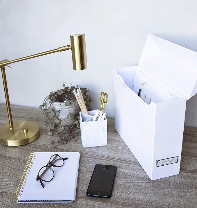 Bigso Lovisa Fiberboard Label Frame 12 File Storage Box - Document Organizer for Important Paperwork - Durable Hanging File B