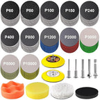 131 PCS 3 Inch Wet Dry Sanding Disc, GOH DODD Headlight Restoration Kit Drill Polishing Kit Sanding Attachment Hook Loop Sand
