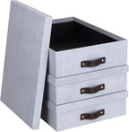 Bigso Oskar Canvas Fiberboard Document Letter Box | File Organizer Document Box for Important Paperwork | Document Storage Bo