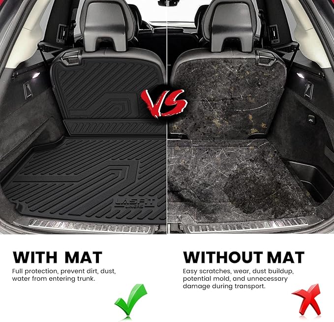 LASFIT Trunk Mat & Backrest Mat for Volvo XC90 2026-2016, All Weather TPE Custom Fit Cargo Liner for Volvo XC90 Cargo Mat, Black, Easy to Clean