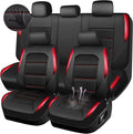 CAR PASS Memory 3D Foam Car Seat Covers Full Set, Breathable Mesh Thick Seat Covers for Car, Red Metal Film Leather Seat Cove