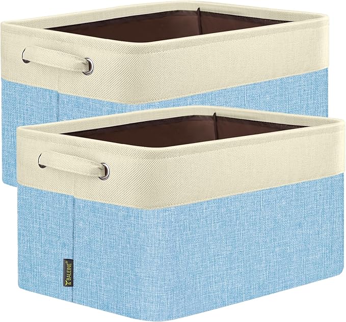 BALEINE 2 Pack Fabric Closet Storage Bins for Shelves, Linen Closet Organizers and Storage, Decorative Baskets for Organizing