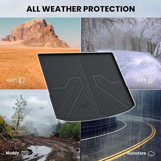 LASFIT Cargo Mat for KIA NIRO EV 2025 2024 2023 (Fit EV & Hybrid, Not Fit PHEV), All Weather TPE Custom Fit Easy Clean Car Trunk Mat for Kia NIRO EV 2023-2025 Cargo Liner, Black