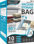 Cozy Essential Vacuum Storage Bags, 80% Compression Vacuum Seal Space Saver Plastic Packaging Bags for Clothes, Blankets, Pil
