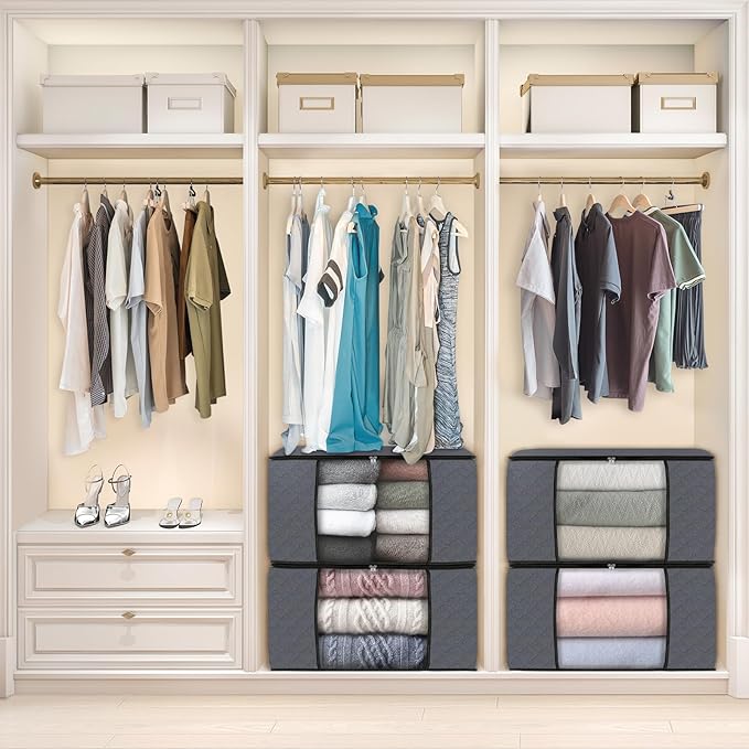Fab totes Storage Bags,Clothes Blanket Storage Bins Foldable Closet Organizers with Reinforced Handle for Home Dorm Storage a