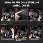 NBTEPEM Customized Auto Car Steering Wheel Cover for Honda Accord, Civic, CR-V, HR-V, Pilot, Microfiber Leather Sport Steerin