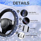 CAR PASS 11 PCS Bling Diamond Car Accessories for Women, Sparkly Rhinestone Steering Wheel Cover, Bling Seat Belt Cushion, Gl