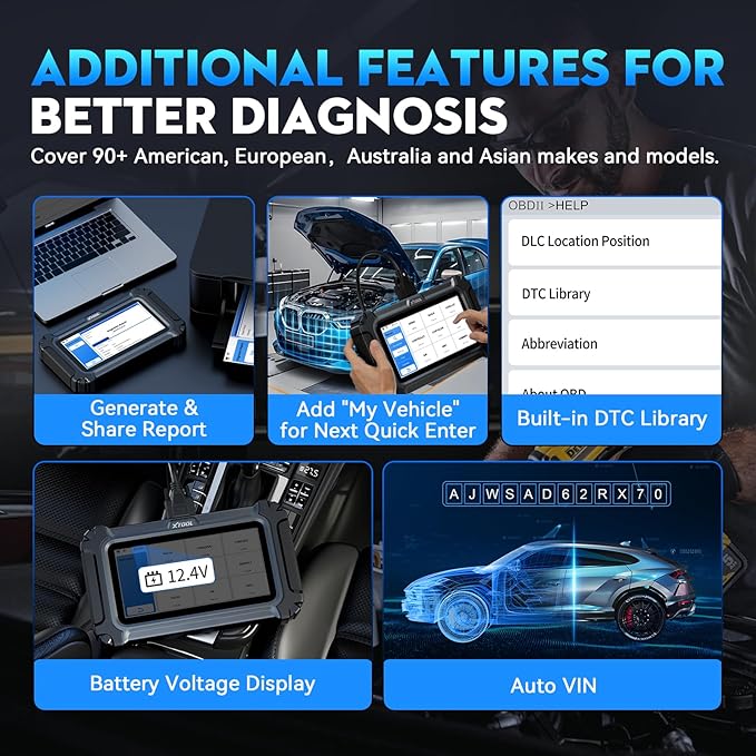 XTOOL D6S OBD2 Scanner Diagnostic Tool, 2026 Car Scanner with 30 Resets, All System Scan Tool with FCA & CAN FD, ABS Bleed,