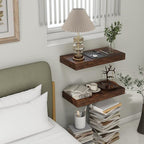 Deep Floating Shelves | 24 Inch Brown Floating Shelves Set of 2 | 12 Inch Deep Rustic Wood Shelves for Wall | 24" W x 12" D B