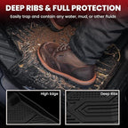 LASFIT Floor Mats for Ram 1500 Quad Cab 2019-2024 Bucket Seat Without 2nd Row Under seat Storage, All Weather TPE Custom Fit Car Mats Floor Liners 1st & 2nd Row, Black（ Not Fit 1500 Classic Model）