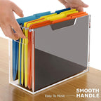 Acrylic Hanging File Folder Organizer, Letter Size Clear Filing Organizer Box with Handles, Magazine File Holder for Desk Hom