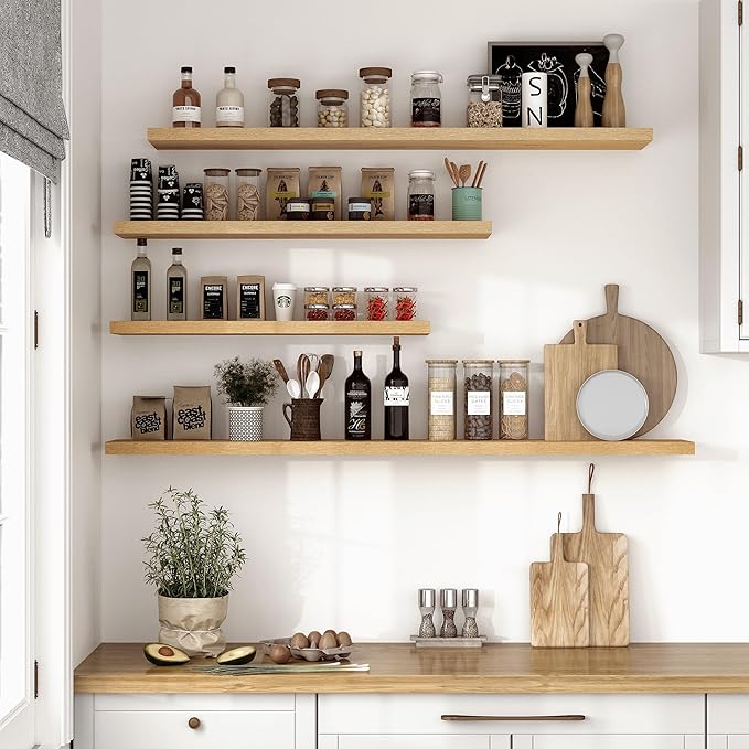Vivelove 10" Deep Floating Shelves with Invisible Brackets, 47" Wall Shelves for Bathroom Bedroom Kitchen Living Room Laundry