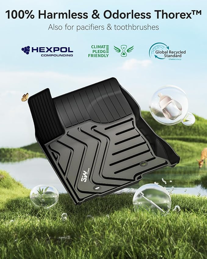 3W Floor Mats Compatible for Lexus NX NX200t NX300 NX300h 2021-2015 TPE All Weather Floor Liners Custom Fit Floor Liner for Lexus NX All Models，1st & 2nd Row Mat Car Accessories，Black