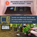 8 Pcs 500 Grams Rechargeable Silica Gel Desiccant Packets with Mini Digital LCD Hygrometer Thermometers Dehumidifier Bag for