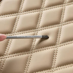 Huidasource Beige Car Rear Seat Covers, Nappa Leather Back Seat Cover, Automotive Rear Bench Seat Cushion Cover Universal Fit