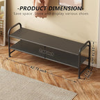 INGIORDAR Shoe Rack 2 Tier Long Storage Organizer Wide Metal Shoe Shelf for Closet Entryway Black