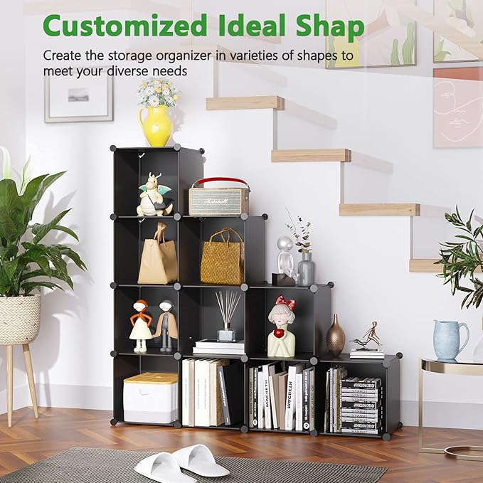 C&AHOME Cube Storage Organizer, 12-Cube Shelves Units, Closet Cabinet, DIY Plastic Modular Book Shelf, Ideal for Bedroom, Liv
