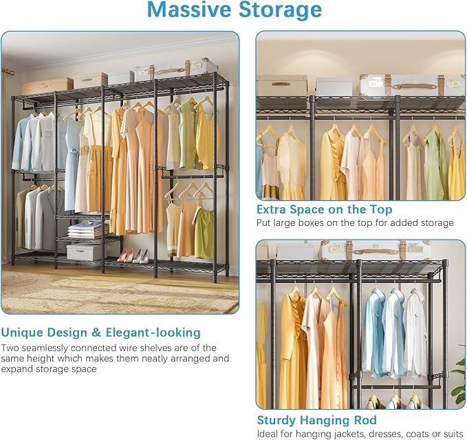 VIPEK V40C Covered Clothes Rack Heavy Duty Clothing Rack with Cover, Custom Freestanding Closet Portable Wardrobe Closet for 