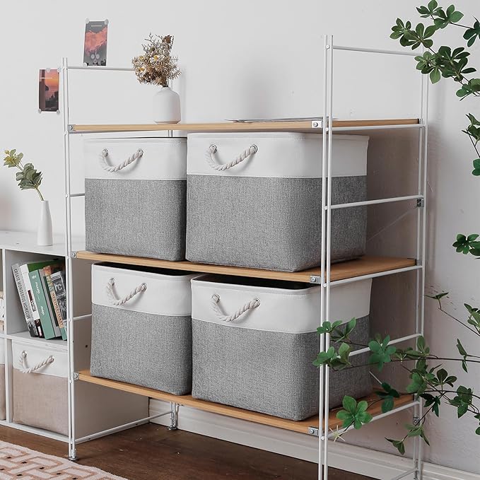 13×15×13 Inch Storage Cubes,6 Pack Cube Storage Bins for Shelves,Fabric Collapsible Storage Bins with Handles, Foldable Stora