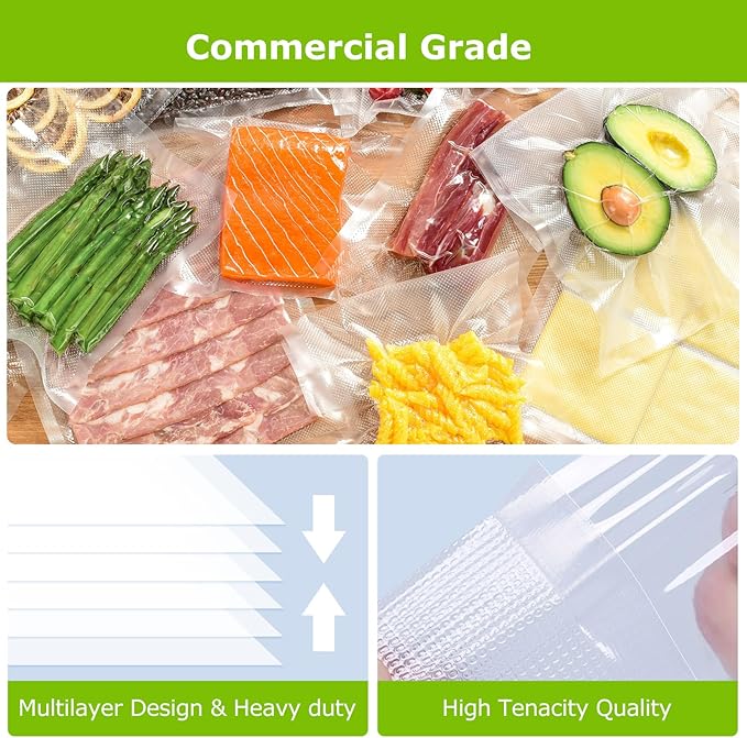 Bonsenkitchen Vacuum Sealer Bags Rolls, 8 in x 50 ft Rolls 2 pack Durable Food Sealer Bags, Commercial Grade, Heavy Duty, BPA