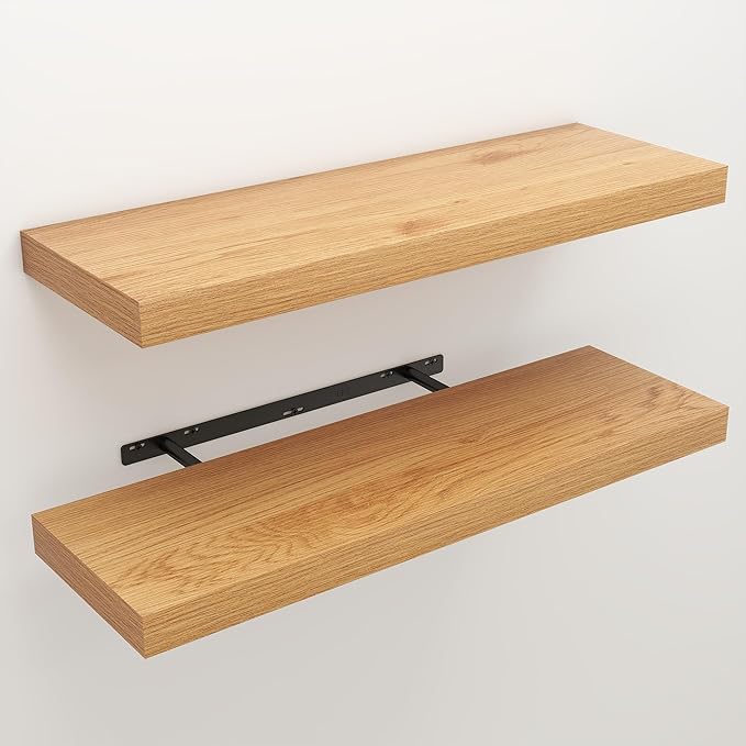 Floating Shelves for Wall, 9.3" Deep Wall Mounted Wood Shelves for Bathroom, Bedroom, Living Room, Kitchen, Hanging Shelf for