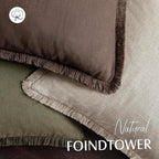 Foindtower Set of 2 Decorative Linen Fringe Throw Pillow Covers Boho Farmhouse Cushion Cover with Tassels Lumbar Accent Pillo