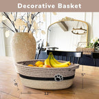 Dog Toy Basket Small Baskets for Gifts, Woven Baby Storage Basket for Towels, Toys, Storage Organizer Bins for Living Room, 1