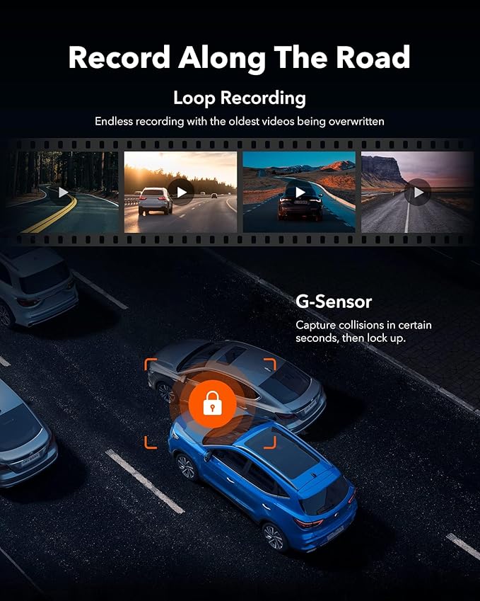 WOLFBOX G930 10'' Rear View Mirror Camera with 5.8GHz WiFi, 4K Dash Cam Front and Rear with WDR, Touch Screen Rearview Mirror