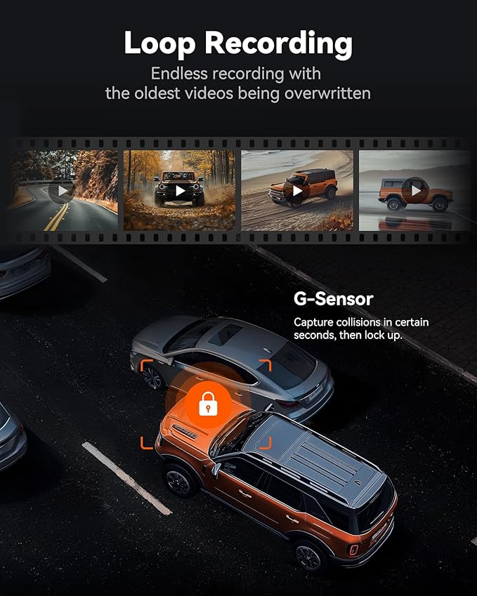 WOLFBOX G840S 12" 4K Mirror Dash Cam Backup Camera, 5.8GHz WiFi Smart Rearview Mirror for Cars & Trucks, Front and Rear View 