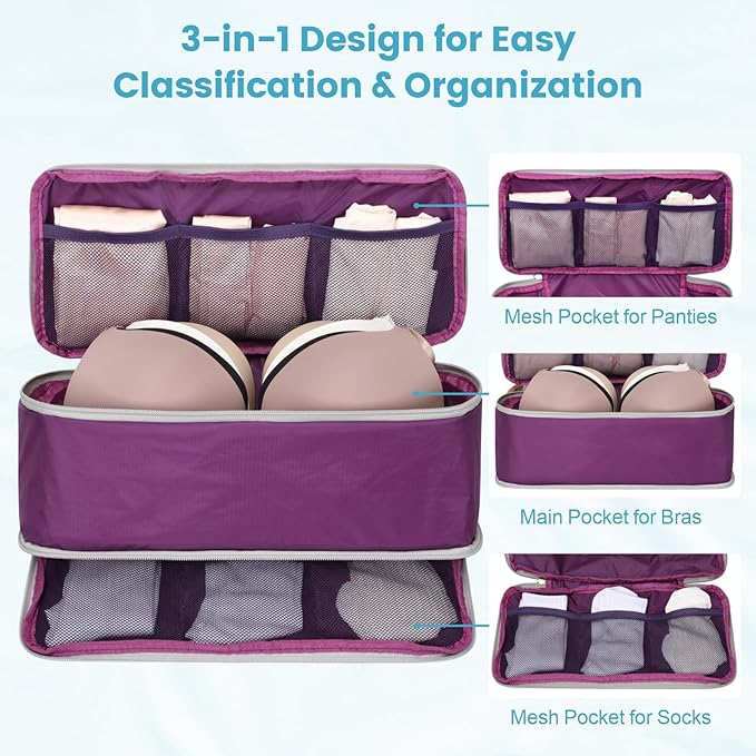 Cambond Compression Packing Cubes - 4 Set See Through Mesh Packing Cubes for Travel, Expandable Travel Essentials Packing Org