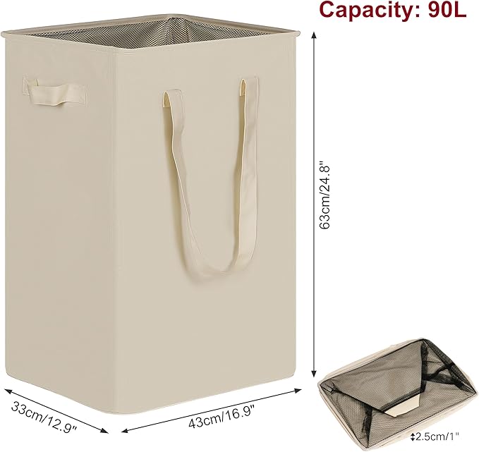 efluky Slim Laundry Basket, Narrow Laundry Hamper with Handles, Collapsible Dirty Clothes Hamper, Tall Laundry Bin for Laundr