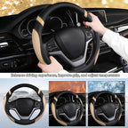Cxtiy Pickup Truck Steering Wheel Cover – Sporty Fahsion Non-Slip Premium Leather Universal 15.5-16 Inch Steering Wheel Grip 