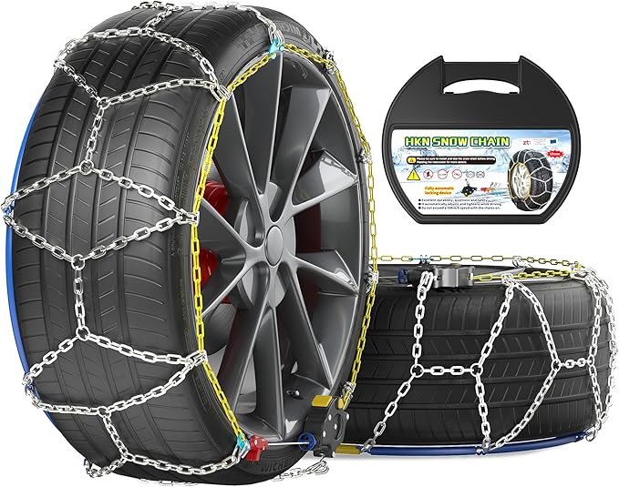 Snow Chains for Car Tires, 35s Quick Fit & Auto-Tightening, Universal Emergency Anti-Slip Tire Traction Chains for Cars, SUVs