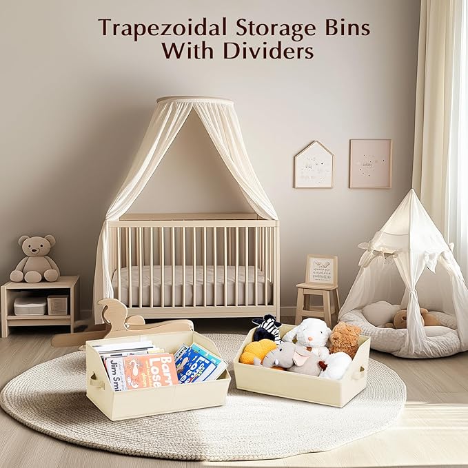Homsorout Closet Organizers and Storage Bins - 4 Pack Collapsible Divided Trapezoidal Cube Storage Bins Baskets For Organizin