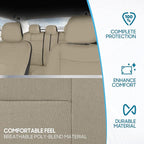 BDK PolyPro Car Seat Covers Full Set in Solid Beige, Front and Rear Split Bench Seat Covers for Cars, Easy to Install Car Sea