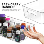 Simple Houseware 4 Pcs Kitchen Clear Bin Storage Organizer, 15" x 8" x 3.75"