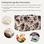 xigua Cow Print Storage Basket Collapsible Storage Bins Waterproof Canvas Storage Basket with Leather Handles for Home Closet