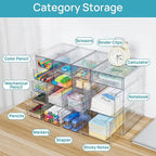 Vtopmart Acrylic Organizer with 16 Drawers (4 Set),Clear Storage Drawers for Office Supplies,Desk Organization and Storage fo