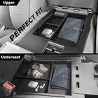 Muslogy Jump Seat Center Console Organizer Compatible with Ford F150 2021-2025 2026 Accessories Underseat Storage Insert Box Console Armrest Divider(Jump Seat ONLY) - 2PCS, Upper & Lower