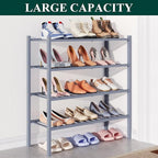 Smiry Bamboo Shoe Rack for Closet, 4 Tier Wooden Stackable Shoe Organizer, Free Standing Shoes Storage Shelf for Entryway, Fr