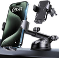 Universal Car Phone Mount Holder - [Military-Grade Suction Cup & Secure Clip] 3-in-1 Windshield, Dashboard, Air Vent Car Phone Mount Compatible with All iPhone & Smartphones