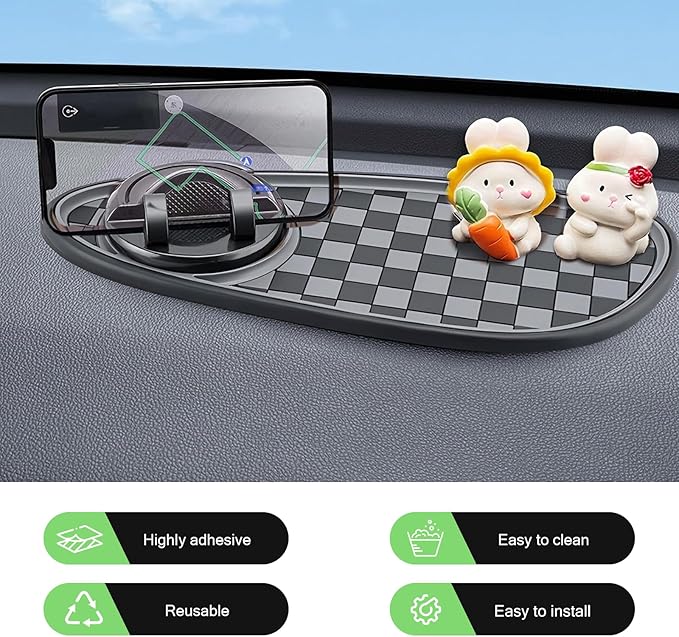 1 PC Car Anti-slip Mat, Multifunctional Dashboard Phone Holder, Dashboard Organizer Pad with Hidden Parking Number, Universal