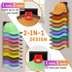 Volnamal Hat Organizer for Baseball Caps, 2 Pack Hold Up to 40 Hats, Hat Rack for Wall Space Saving, Hat Hanger w/Strong Adhe